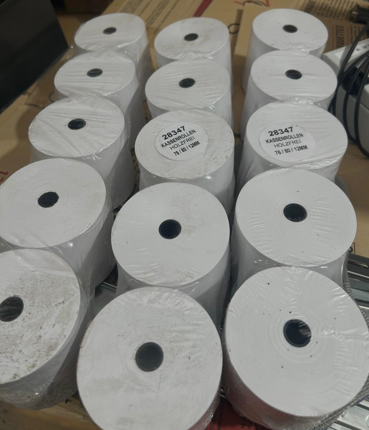15 X Thermorollen,Kassarollen,Bonrollen voor kassasystemen, 76mm x 80 m x 12mm( 15 stück)