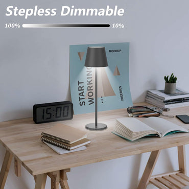 Aipsun 2 Stück Dimmbare LED akku Tischleuchte, 6000mAh, Tischlampe Kabellos, Warmweiß(2700k-6000k), IP54, Outdoor Tischlampe für Restaurant, Schlafzimmer, Bar(Anthrazit)