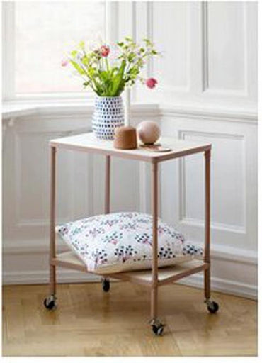 Anna Claras Küchentrolley – Servierwagen, Rollwagen mit 2 Einlegeböden, rosa – 65 x 50 x 35 cm