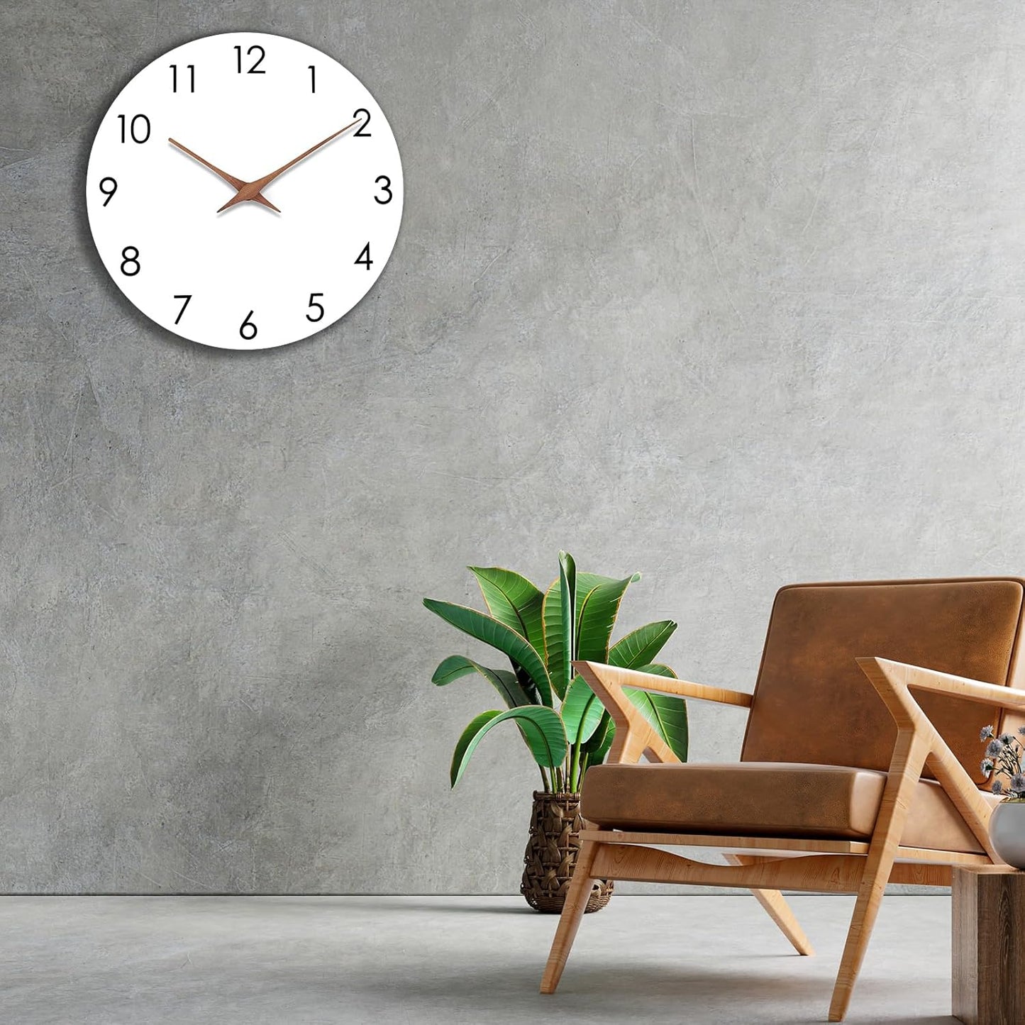 AIRUIFU Holz Wanduhr Ohne TickgeräUsche Lautlos Modern 25cm Quarz (weiß)