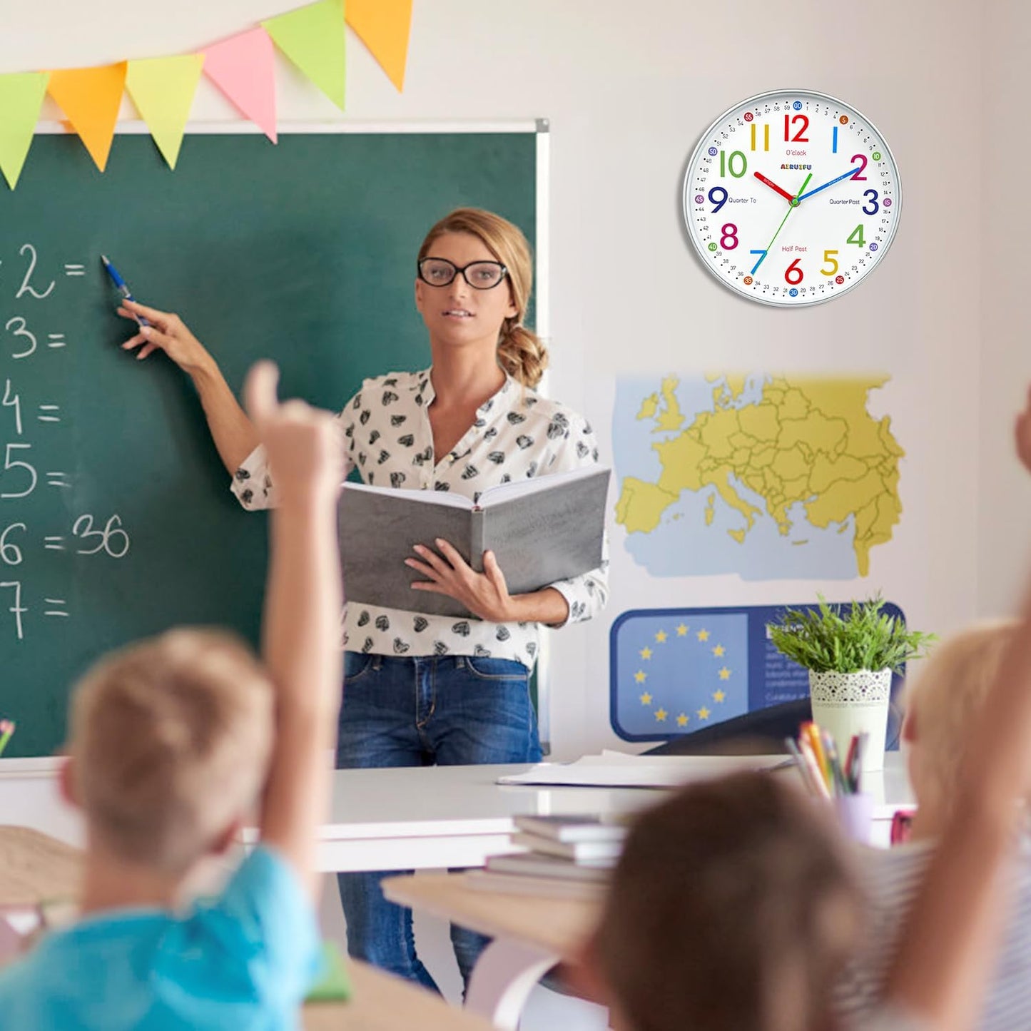 AIRUIFU Wanduhr für Kinder, die lernen, die Zeit zu sagen, 30,5 cm, leise, analoge Uhr für Kinderzimmer, Schlafzimmer/Klassenzimmer/Spielzimmer