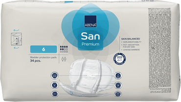 ABENA San 6 Premium Inkontinenzeinlagen 34 Stück für Damen und Herren, 1600 ml Saugfähigkeit (1 Packung)
