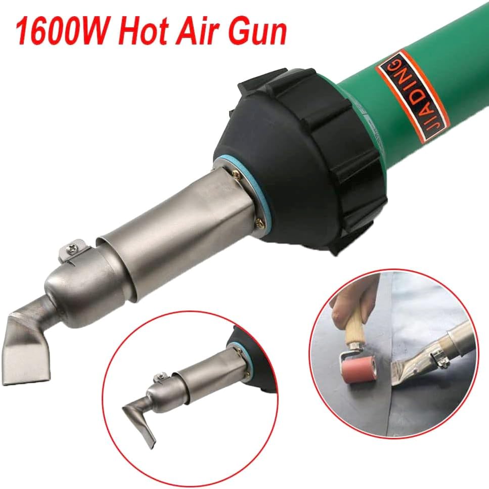 110V 1600W Kunststoff Schweißpistole Heißluft Heißluftpistole Einstellbare Temperatur PVC TPO Schweißset Zubehör Geschwindigkeit Düse Roller Delfin Messerhaken