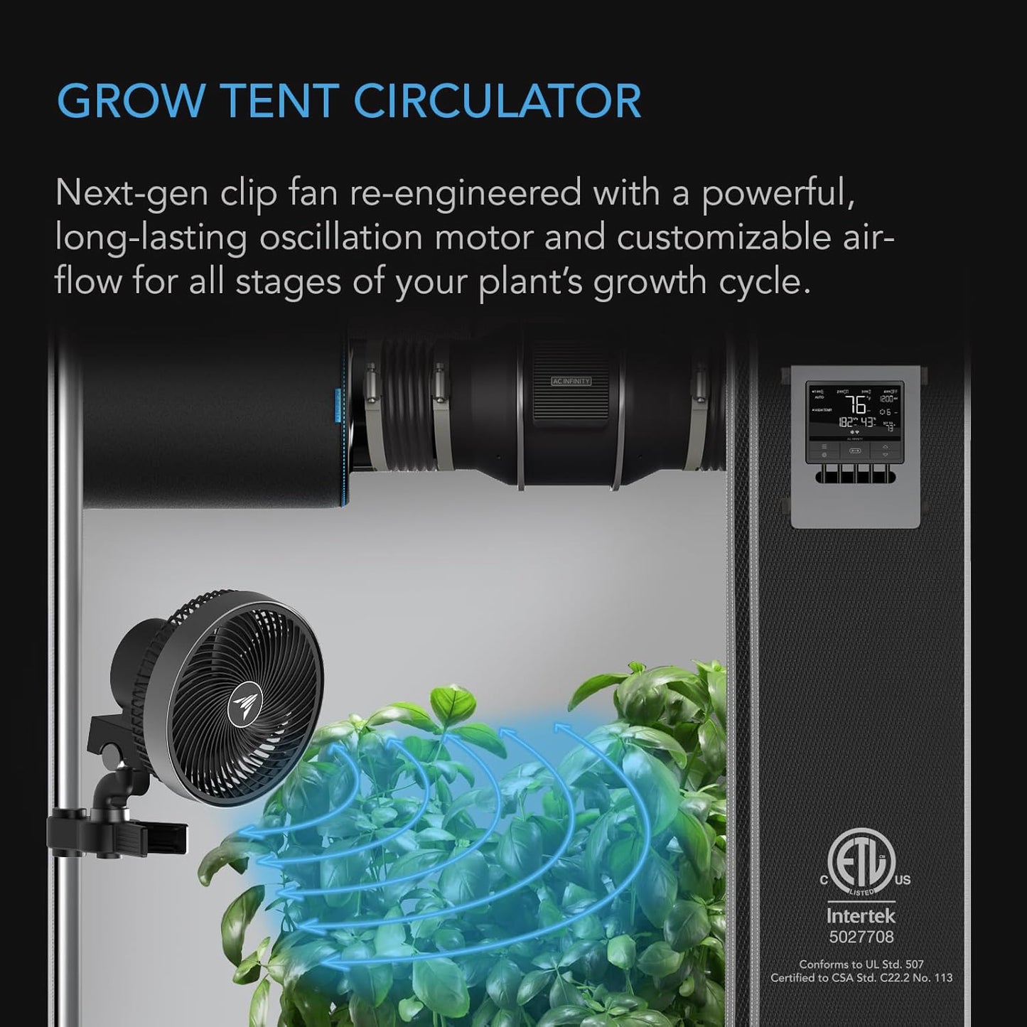 AC Infinity CLOUDRAY S6, Grow Zelt Clip Ventilator 15,2 cm mit neu gestaltetem Long-Life EC Motor