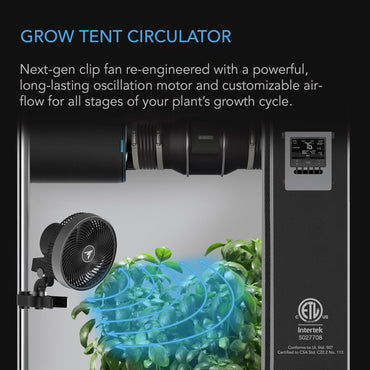 Ventilateur à pince Grow Zelt AC Infinity CLOUDRAY S6 de 15,2 cm avec moteur EC longue durée de forme nouvelle