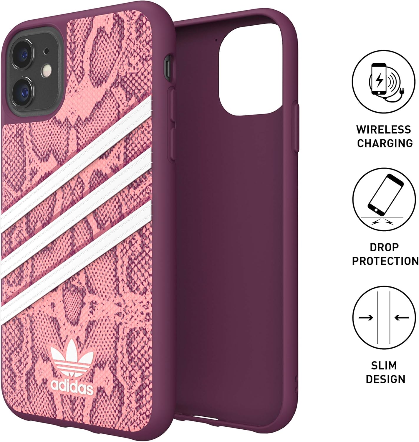 adidas Schutzhülle für iPhone 11 Pro, Fallgeprüfte Hüllen, erhöhte Kanten, Originale geformte Hülle, Beeren und Rosa