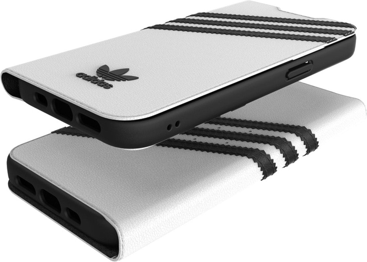 Adidas Handyhülle Book Case für Apple iPhone 13 (6,1") – Weiß/Schwarz