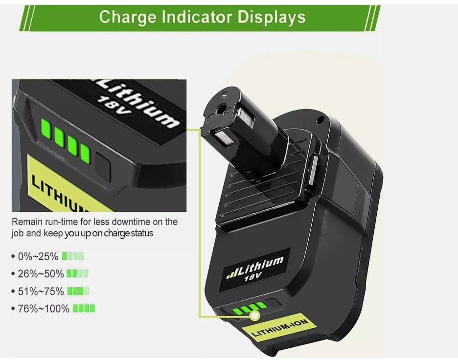 2x 7.0Ah 18V Akku für RYOBI P108 ONE+ Akku Li-ion Batterie Ryobi P104 P102 RB18L50 RB18L40 RB18L25 BPL-1815 BPL-1820G BPL18151 BPL1820 P104 P105 P107 mit LED-Anzeige