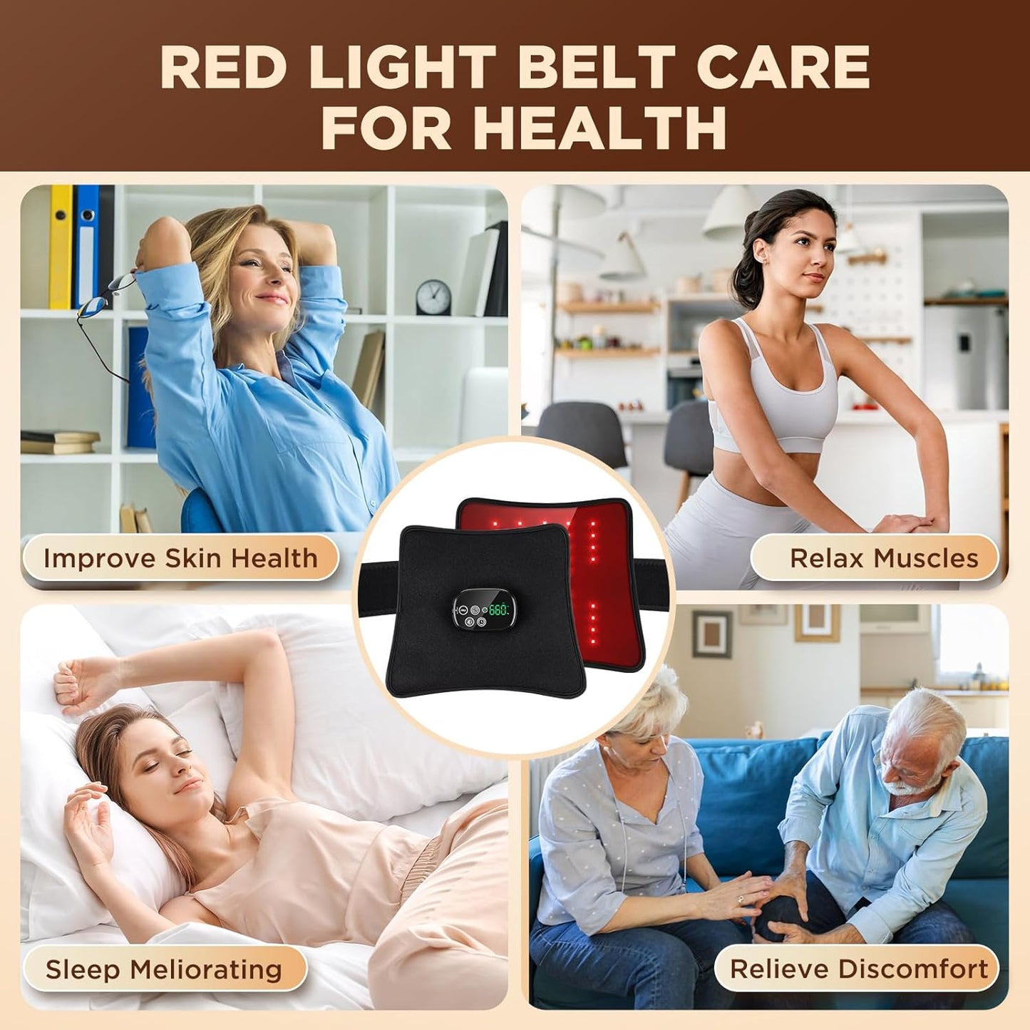 AFDEAL Multifunktionale Rotlicht-Massage-Pad mit digitaler Anzeige Controller, Vibration
