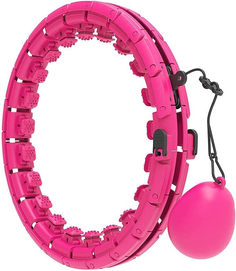 AgoKud Smart Weighted Hula Hoop, verstellbarer und abnehmbarer 24-Knoten-Massagereifen für Erwachsene und Kinder Rosa