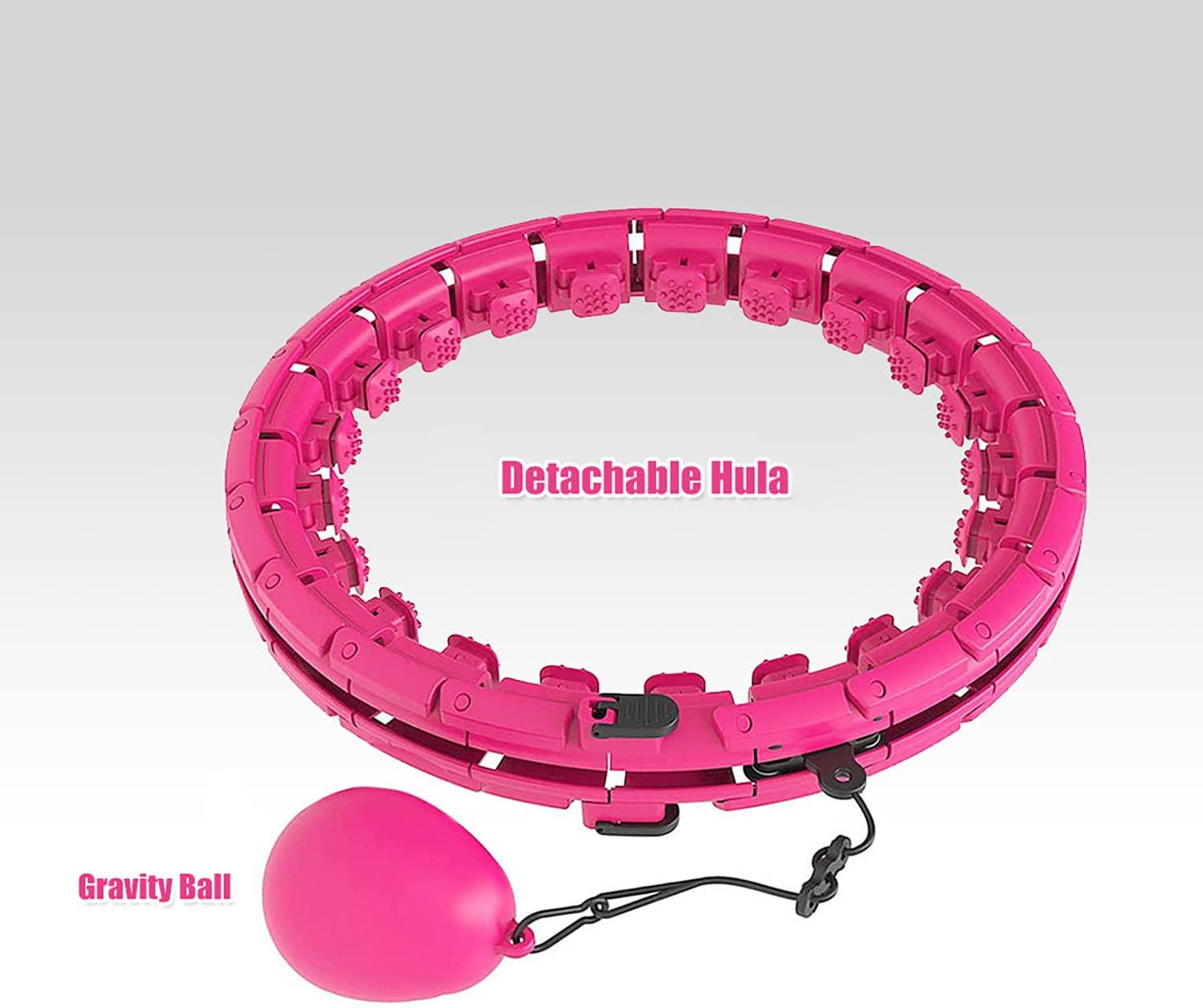 AgoKud Smart Weighted Hula Hoop, verstellbarer und abnehmbarer 24-Knoten-Massagereifen für Erwachsene und Kinder Rosa