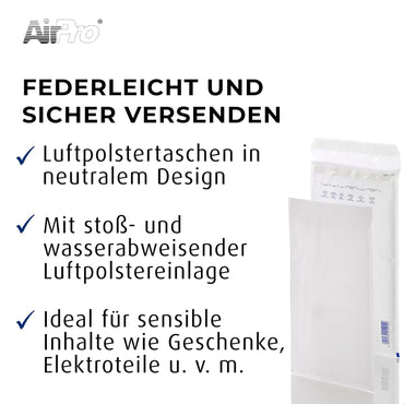 AirPro Luftpolstertasche W17 (100 Stück) haftklebende Versandtaschen 350x250x5 mm, 80g/m²