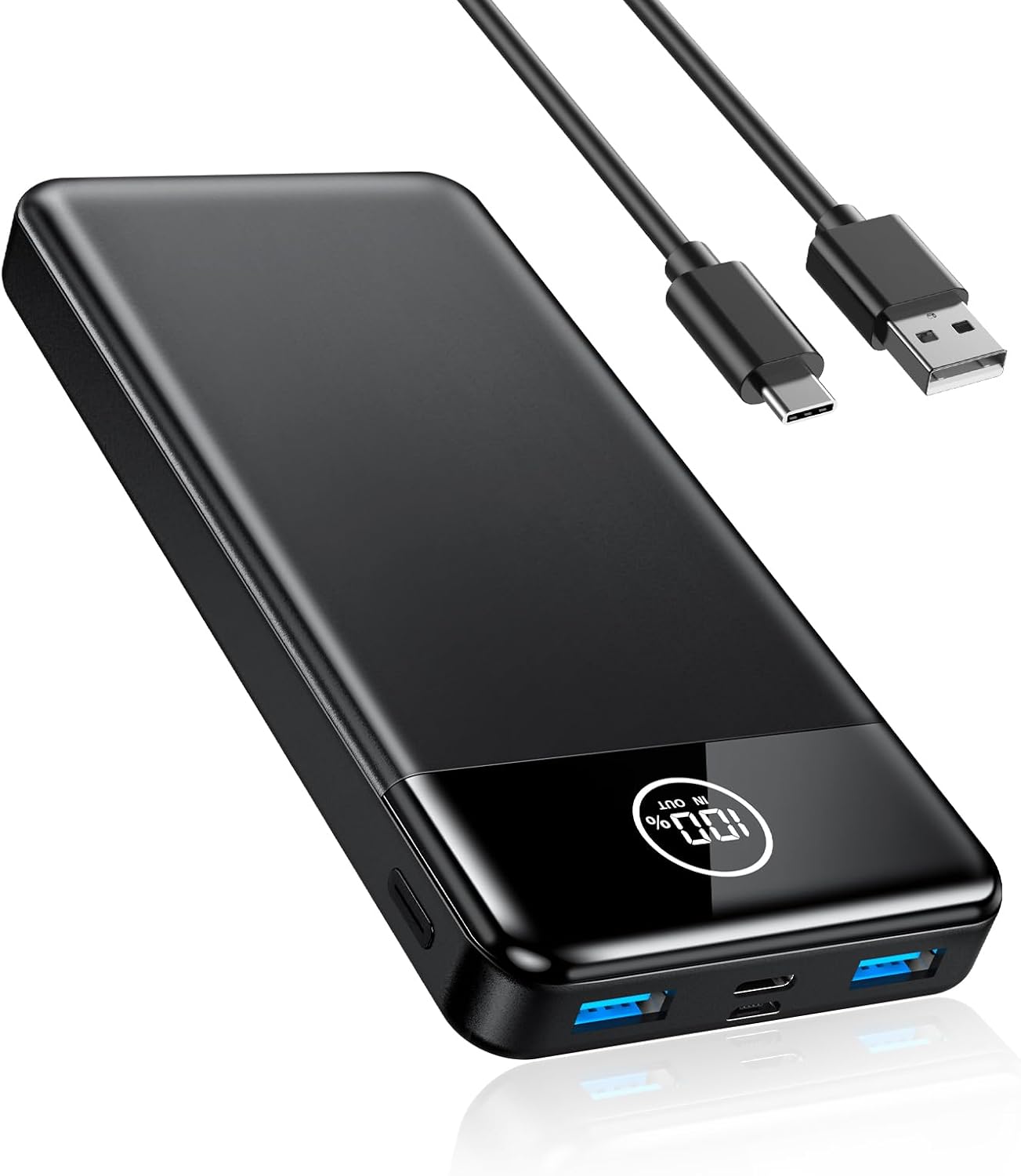 Aizmu Power Bank, 26800mAh Powerbank 22.5W mit USB-C/USB-A-Ausgang, QC 4.0 Externer Handyakkus, Kompatibel mit iPhone, Samsung Galaxy, iPad und Mehr(Schwarz)