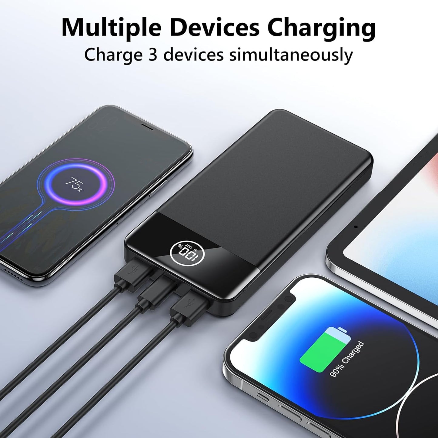 Aizmu Power Bank, 26800mAh Powerbank 22.5W mit USB-C/USB-A-Ausgang, QC 4.0 Externer Handyakkus, Kompatibel mit iPhone, Samsung Galaxy, iPad und Mehr(Schwarz)