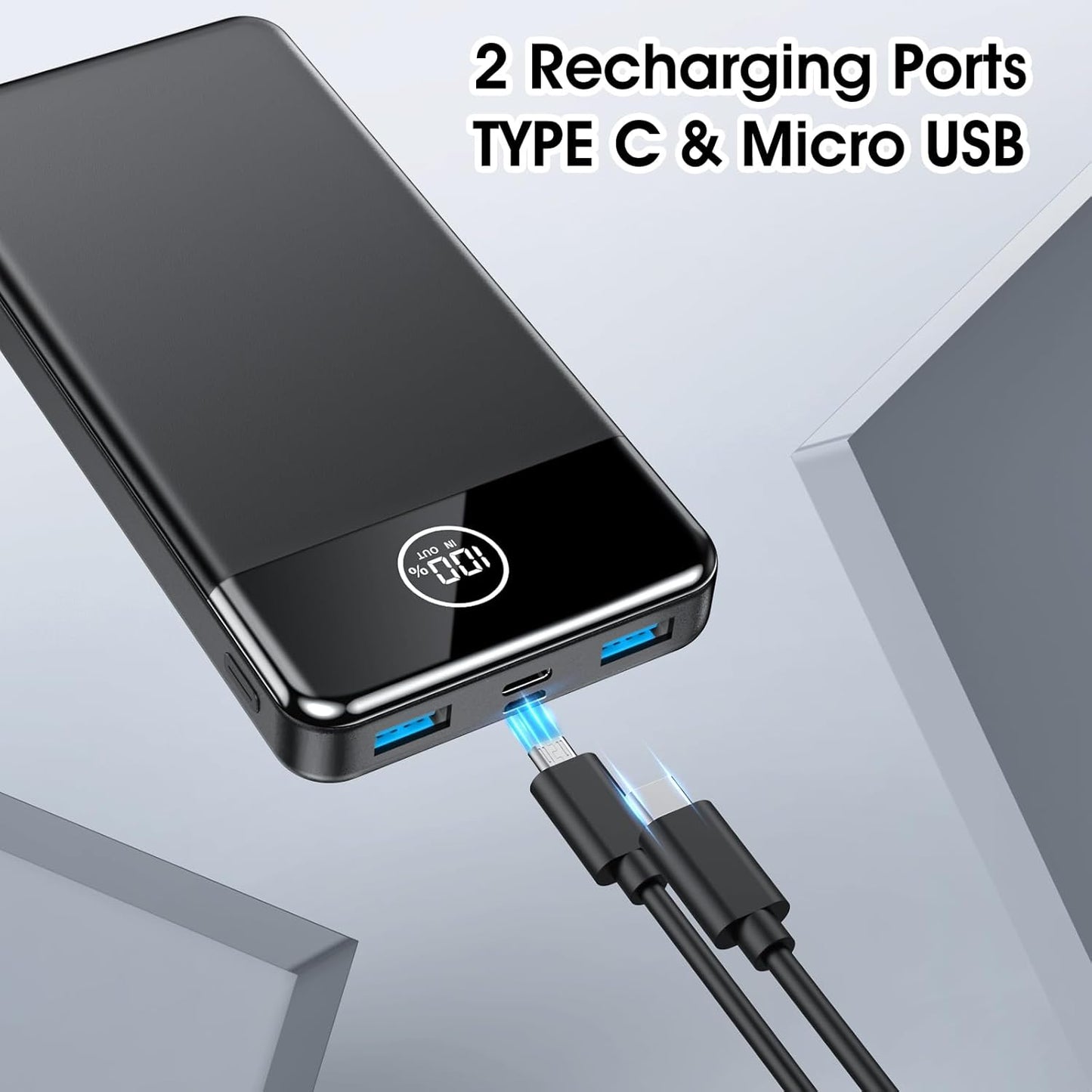 Aizmu Power Bank, 26800mAh Powerbank 22.5W mit USB-C/USB-A-Ausgang, QC 4.0 Externer Handyakkus, Kompatibel mit iPhone, Samsung Galaxy, iPad und Mehr(Schwarz)