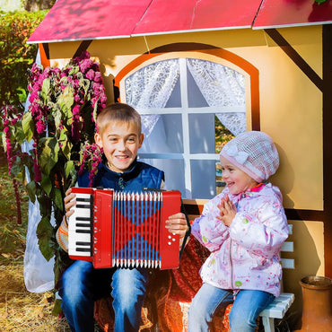 Akkordeon für Kinder, 17 Tasten 8 Bass Klavier mit verstellbaren Riemen