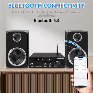 AK3116 HiFi-Verstärker mit Bluetooth 5.0, Mini Stereo Audioverstärker USB,AUX,BT