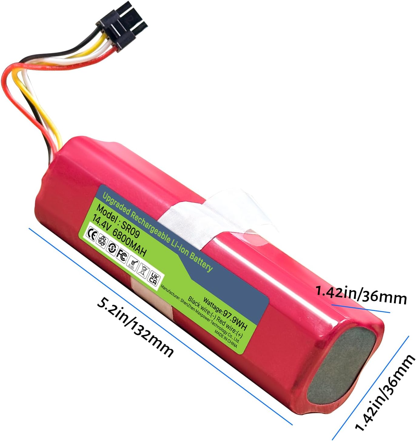 14,4V 6800mAh Li-ion Ersatzakku für Xiaomi Roborock S5 S50 S6 S7 S5 Max Mijia