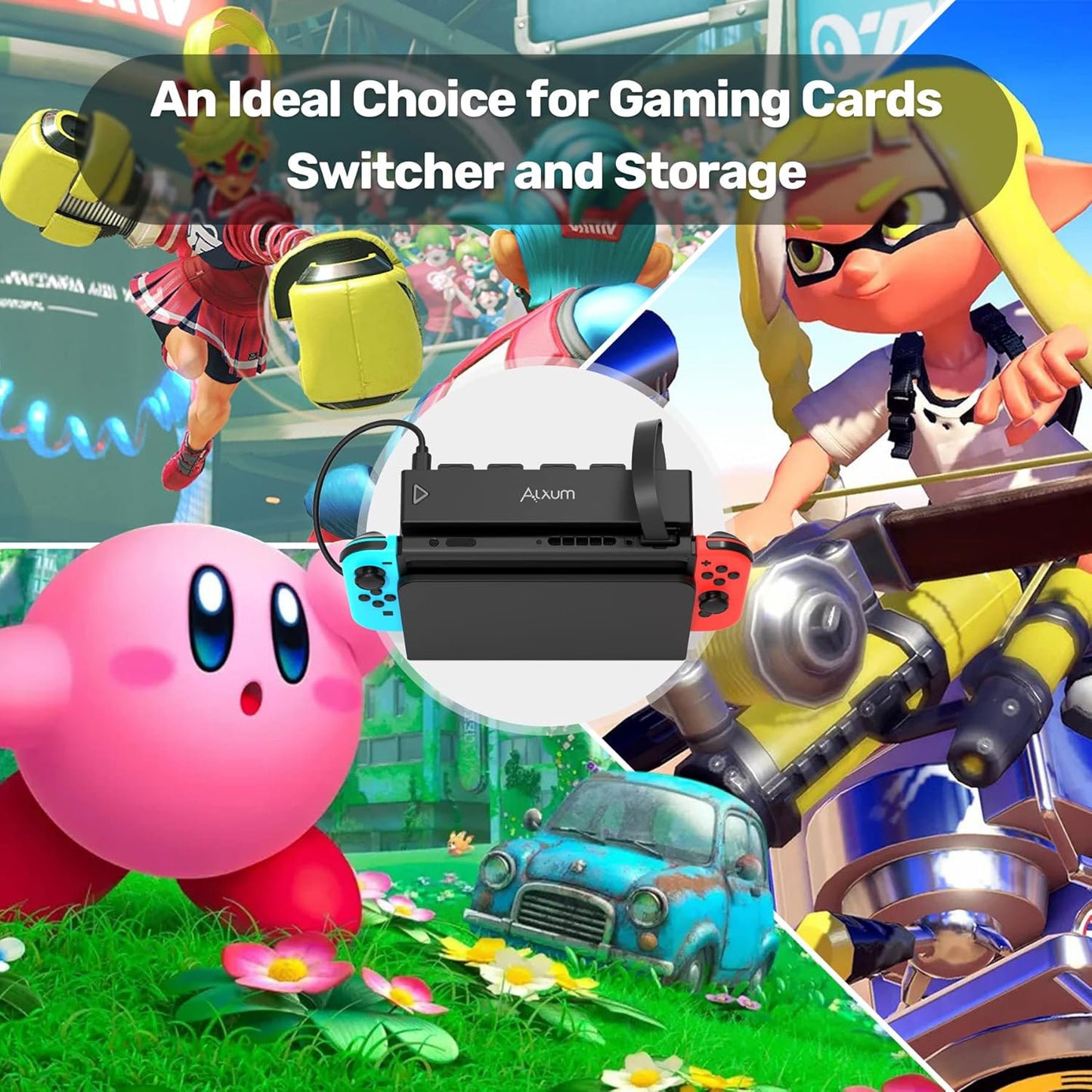 Alxum Switch Game Card Reader-8-in-1 Holder Case für Nintendo Switch/Switch OLED Konsole und Dock