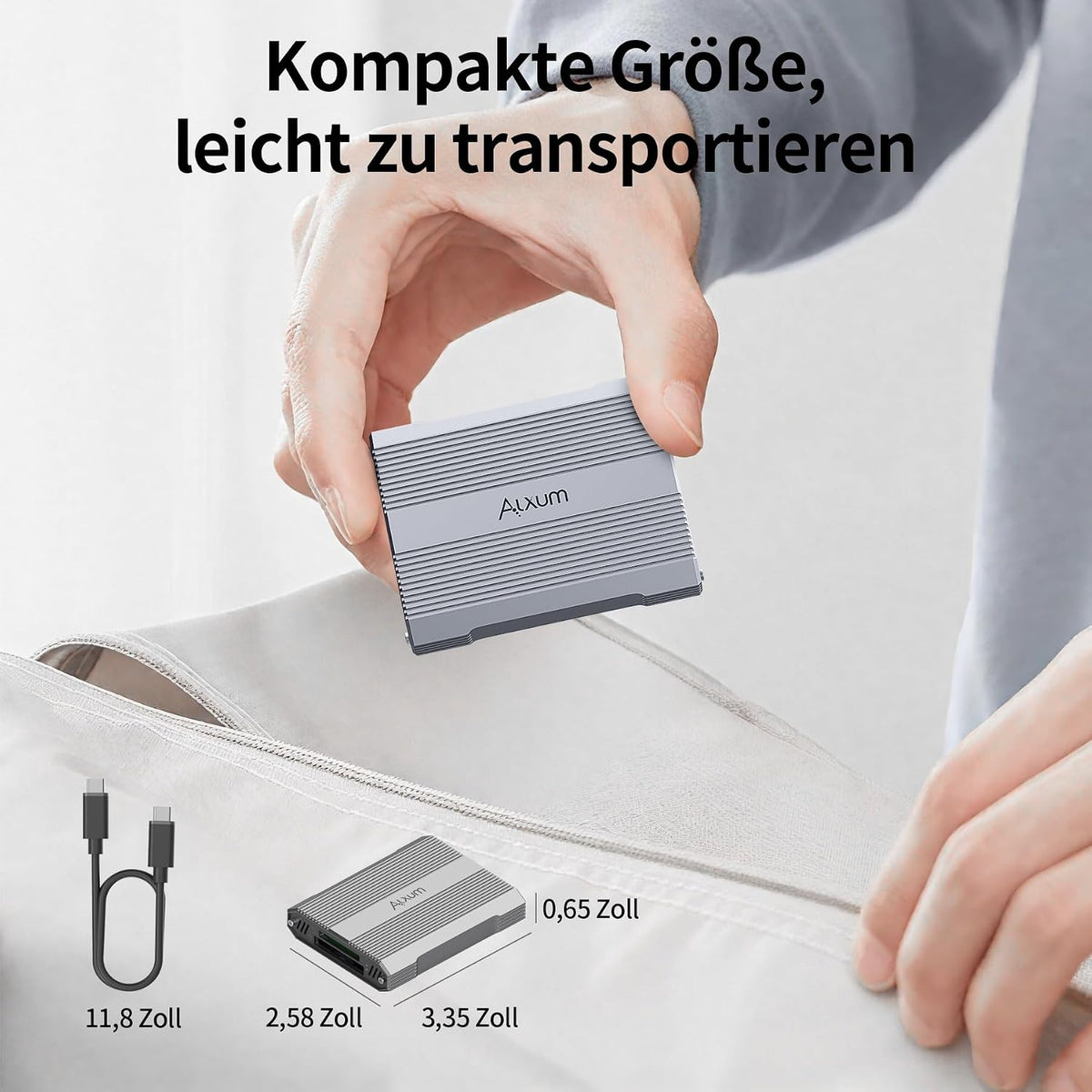 Alxum Kartenleser 10Gbps für CFexpress Typ B & SD4.0 Dual-Slot USB-C Alu-Gehäuse,