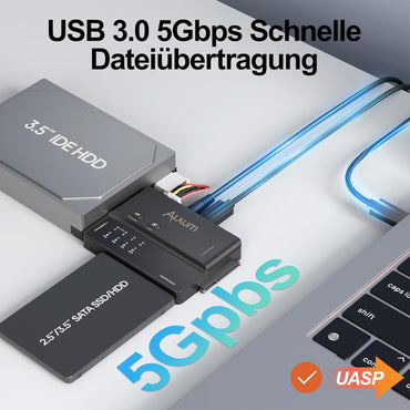 Alxum IDE & SATA Adapter, USB Type-C 5Gbps Festplatten Adapter mit Clone