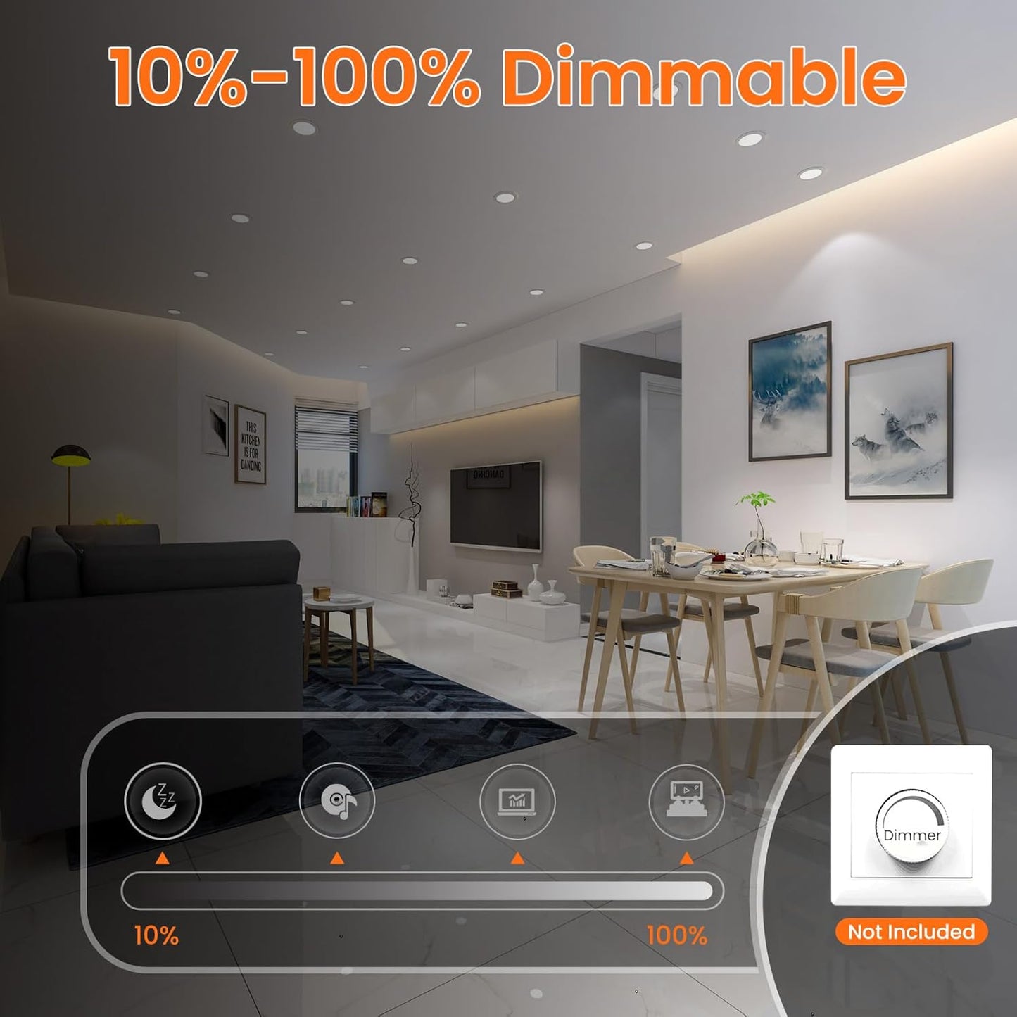 ALUSSO LIGHTING (6er Set) Einbaustrahler LED,15W 1200 Lumen 3000K 4000K 6500K Dimmbar Deckenspots