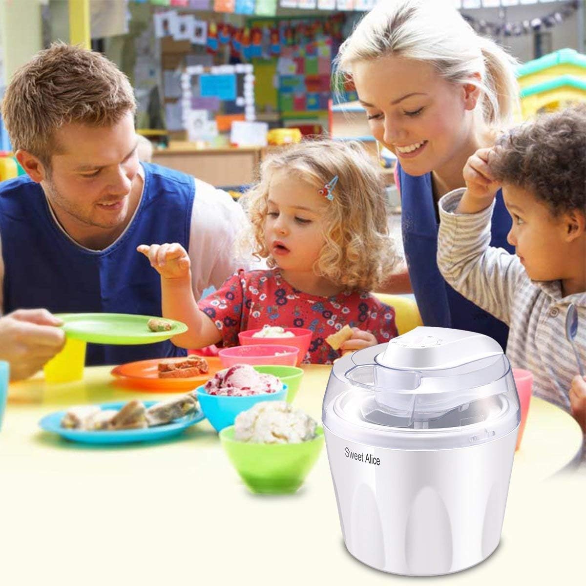 Sweet Alice 1,5 Liter Eisbeeriter 3 in 1 mit Timer weiß für Zuhause