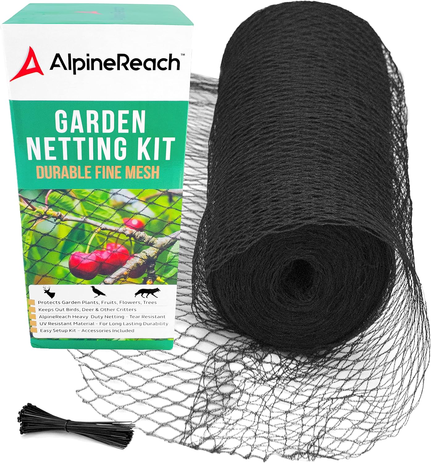 AlpineReach 2m x 20m Vogelschutznetz Gartennetz Feinmaschig (15 x 15mm) Extra Stark Gewebtes Netz