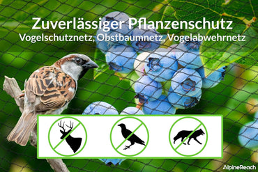 AlpineReach 2m x 20m Vogelschutznetz Gartennetz Feinmaschig (15 x 15mm) Extra Stark Gewebtes Netz