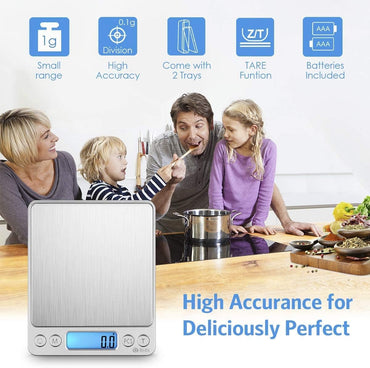 AMIR Küchenwaage, 3kg x 0,1g Digitalwaage Küchenwaage Hohe Präzision Briefwaage mit Tara-Funktion