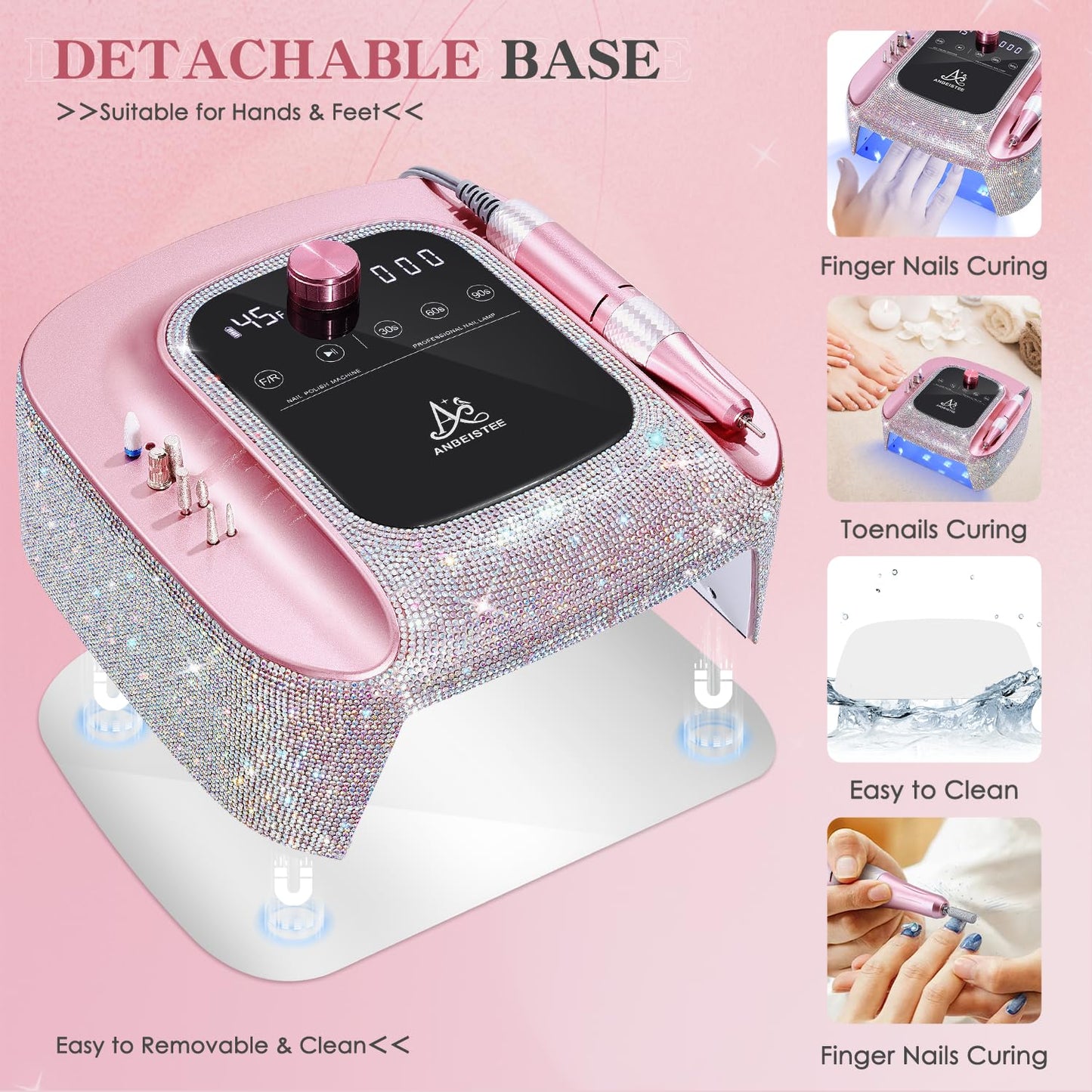 ANBEISTEE 2-in-1 Nagelfräser & UV-Licht für Nägel, 45000 RPM,UV-Licht