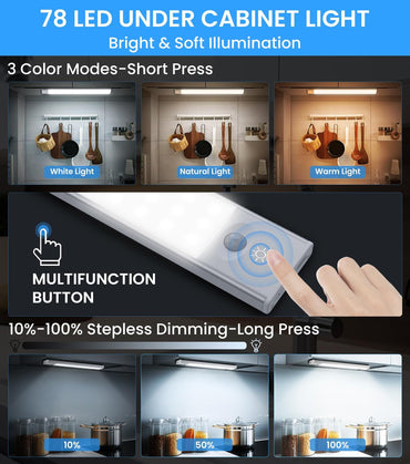 2 X ANOPU Schrankbeleuchtung mit Bewegungssensor, 39 LED 3 Farbmodi (2er pack)