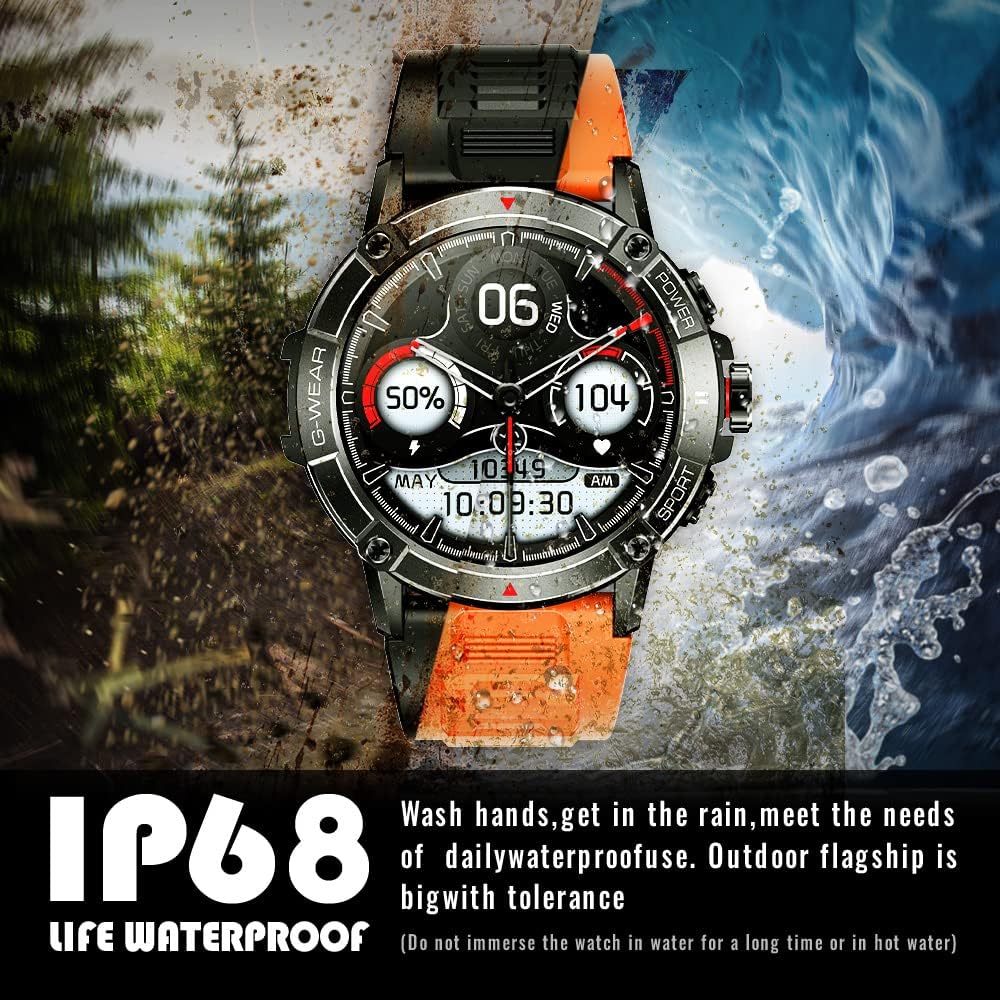 ANSUNG Montre connectée pour hommes avec fonction de téléphone, écran tactile IPS de 1,52 pouces, étanche à 50 m, moniteur d'activité physique, SpO2, moniteur de fréquence intelligent, 400 mAh, grand tracker d'activité extérieur Akku, montre militaire