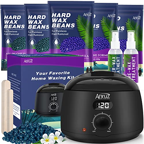 ANRUZ Waxing Set- Digital Wachswärmer mit 500g Wachsperlen,