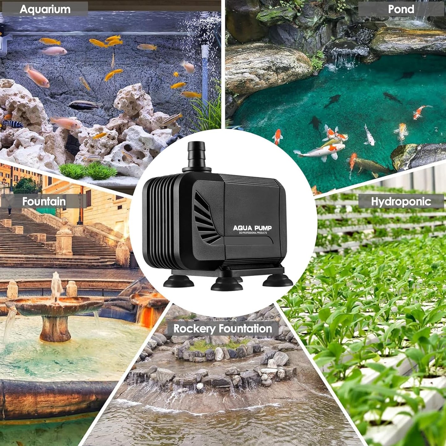 Mixigoo Teichpumpe Aquarium 15W Tauchpumpe Gartenpumpe Fontäne Wasserpumpe 1500L/H Pump