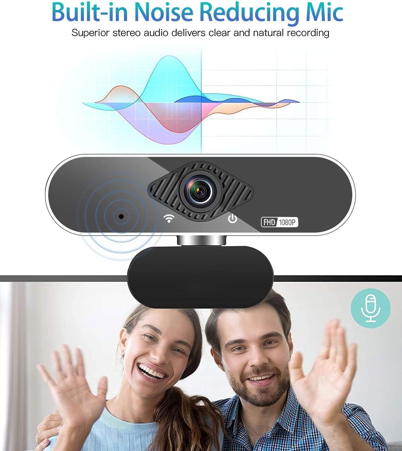 Webcam, 1080P Pro HD Webcam mit Stereo-Mikrofon, 110° Weitwinkel,Stativ, Schwarz