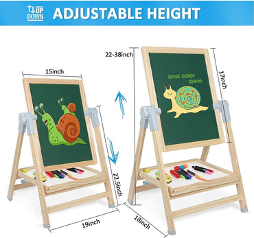 ARKMIIDO Kreidetafel für Kinder Holz Standtafel Schreibtafel Schultafel Faltbare,doppelseitiges,höhenverstellbare