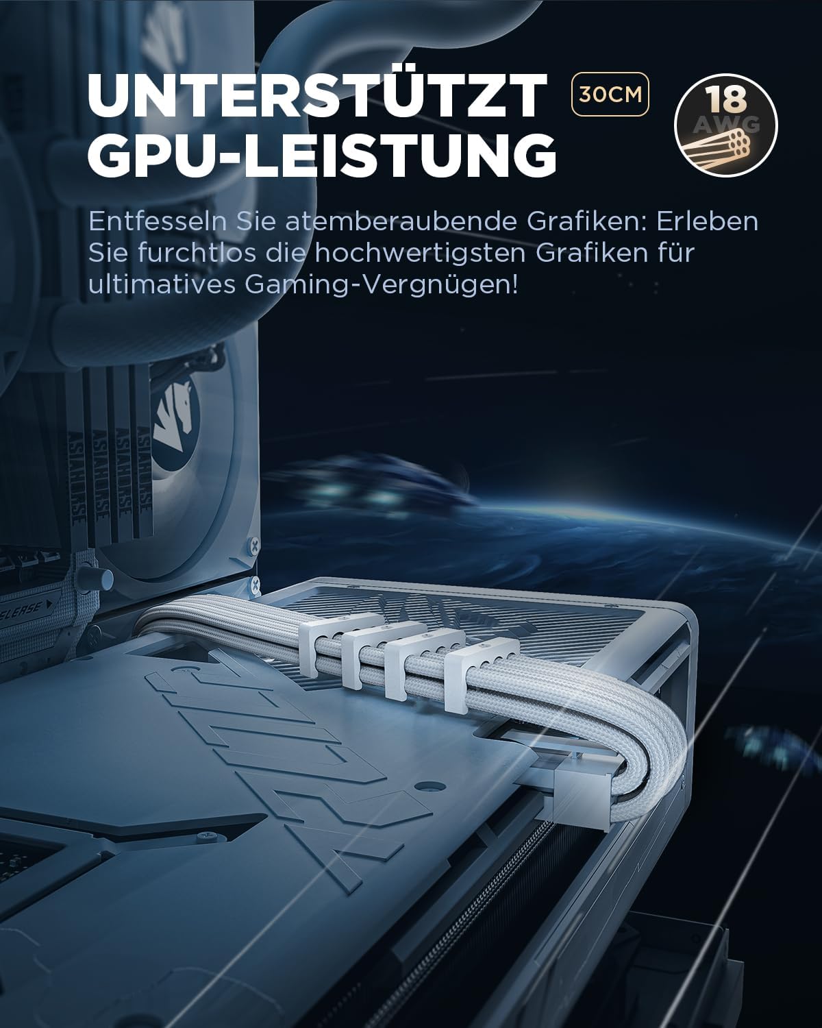 AsiaHorse PSU Kabelverlängerung PC Sleeved Cable Kit für GPU/CPU