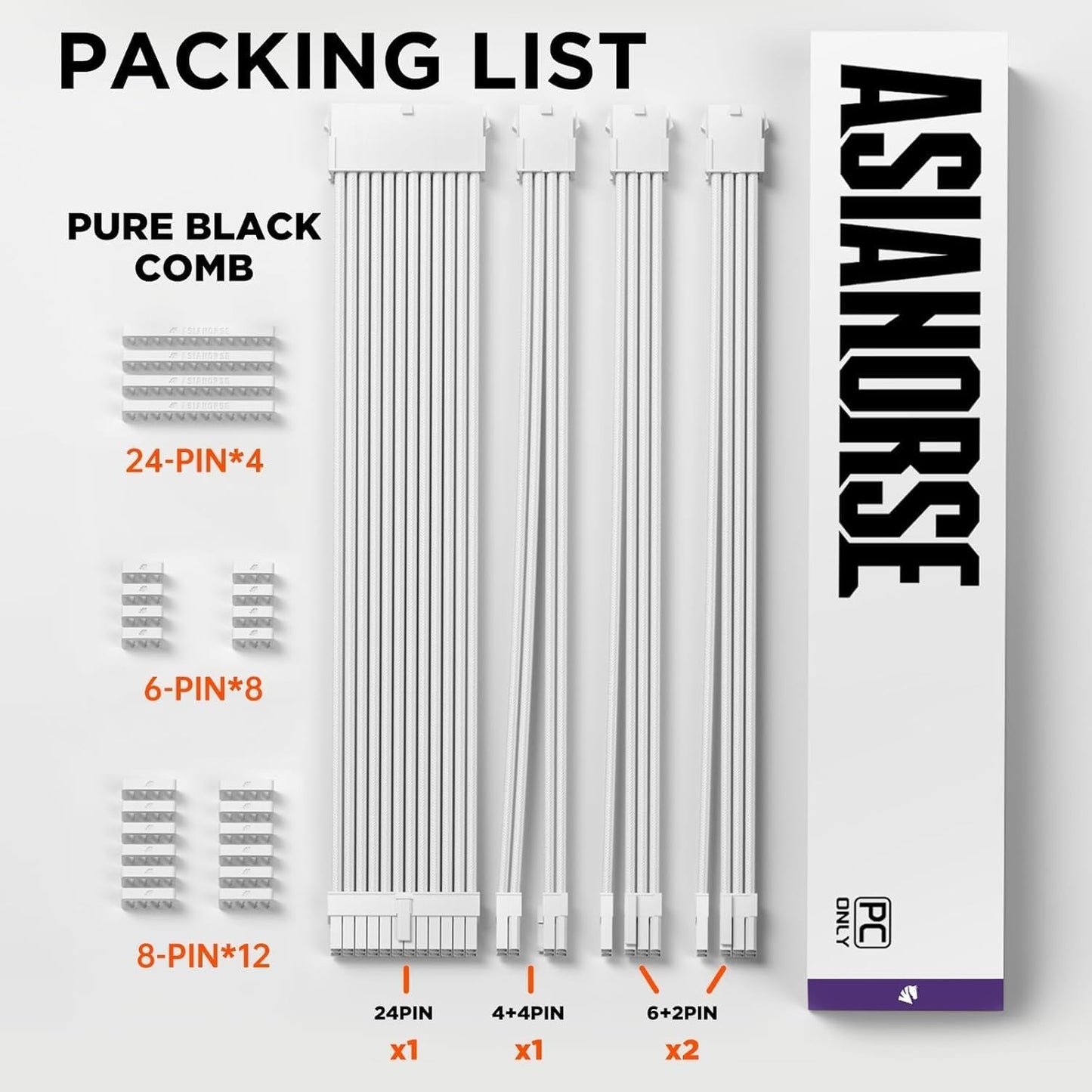 AsiaHorse PSU Kabelverlängerung PC Sleeved Cable Kit für GPU/CPU