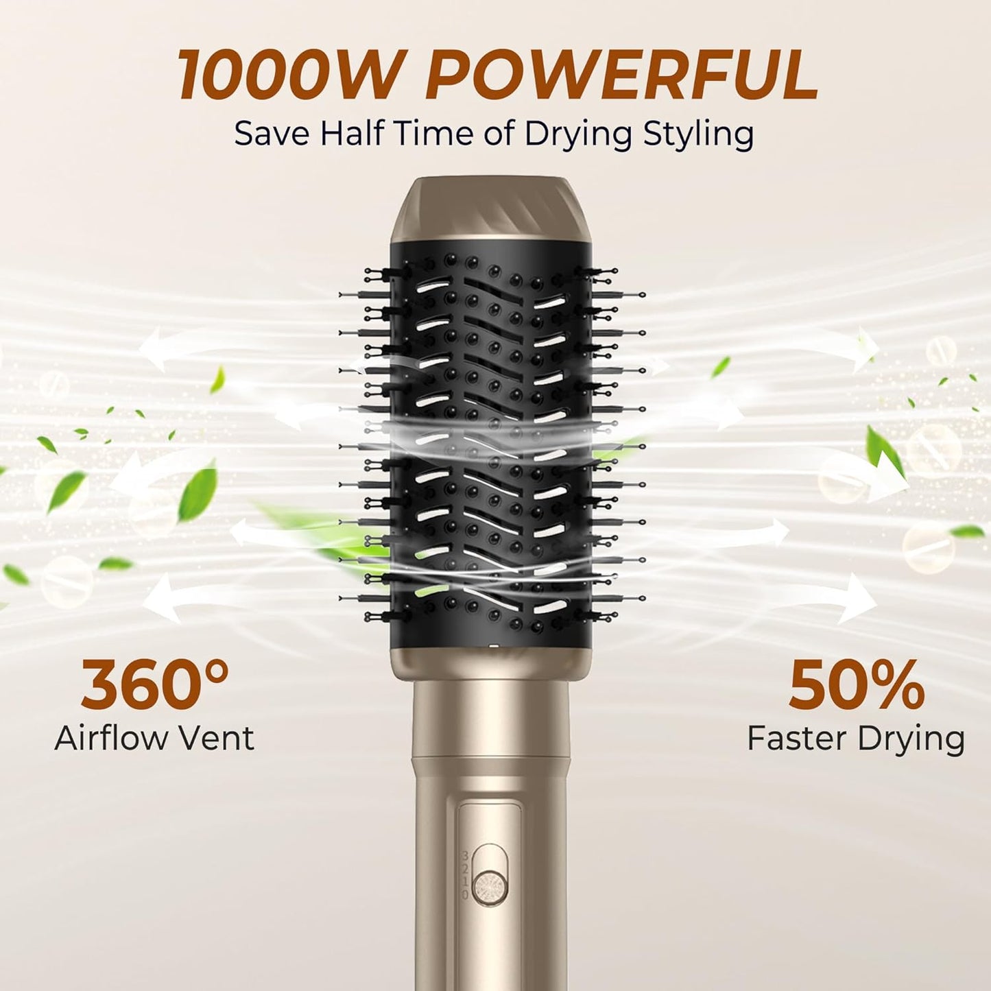 Atopskins Airstyler Set 6 in 1 Warmluftbürste Set, 1000W Stylingbürsten Set Gold