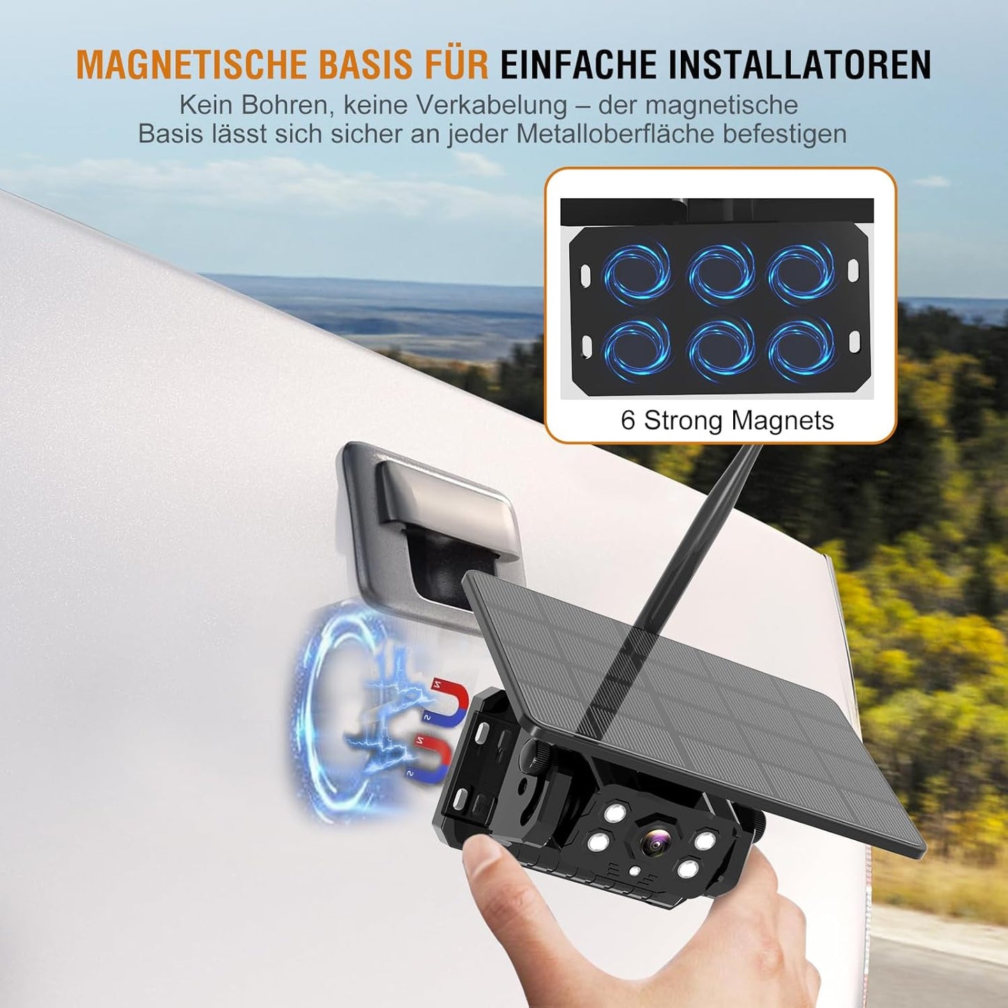 ATOVANKA Solar Rückfahrkamera Kabellos,9600Mah Magnetic Hitch,1080P
