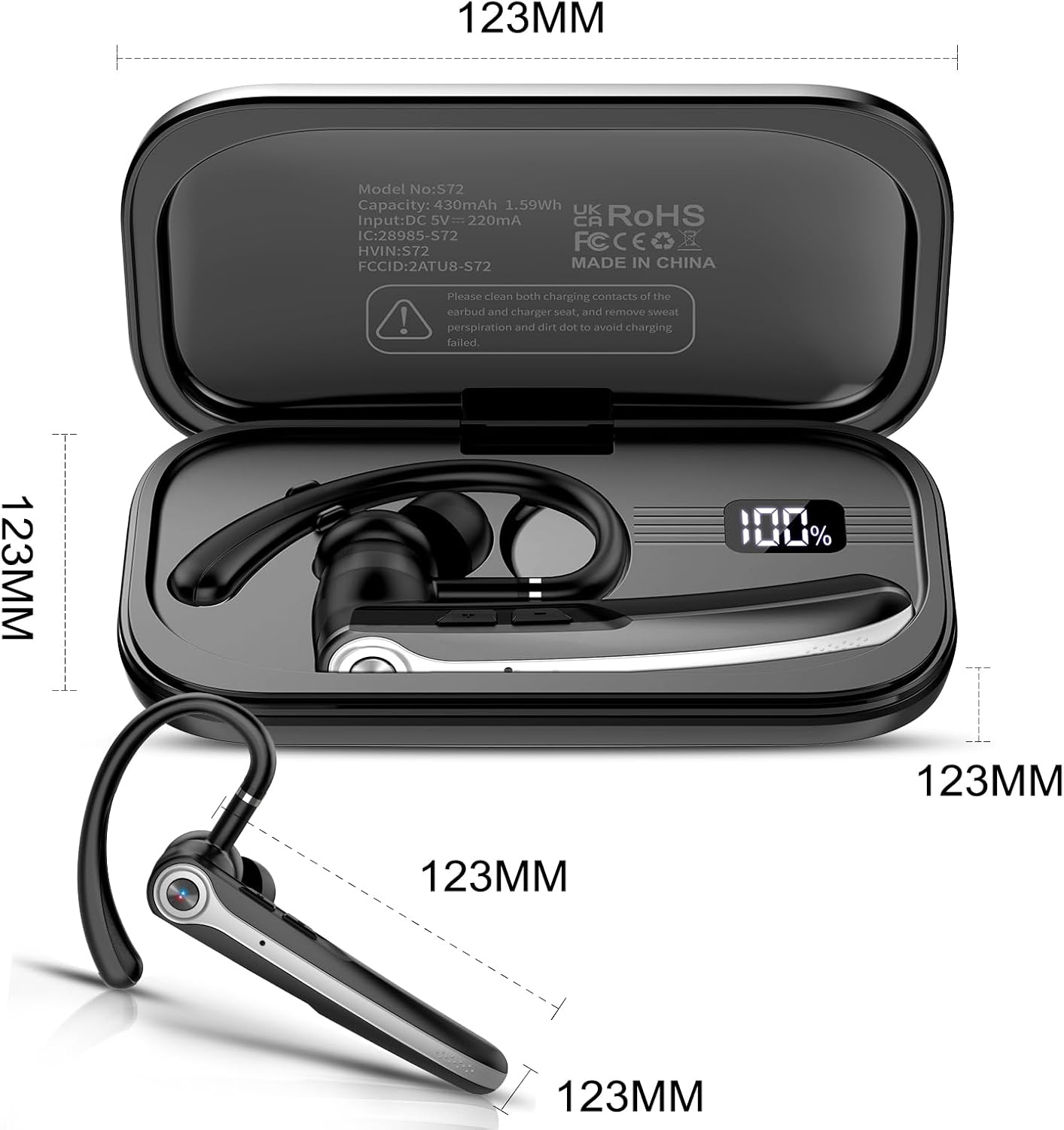 Atheewon S72 Bluetooth Headset V5.4 Freisprech mit CVC 8.0 und ENC Dual Mikrofon