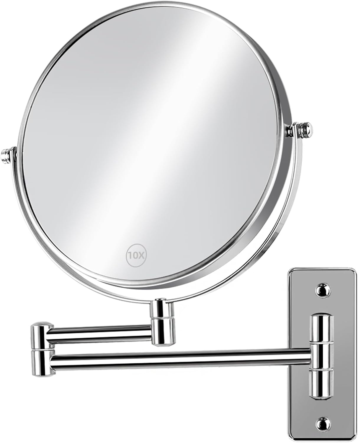 AumVum Kosmetikspiegel Wandmontage, 8'', 1X/10X 360° Schwenkbarer, Chrome