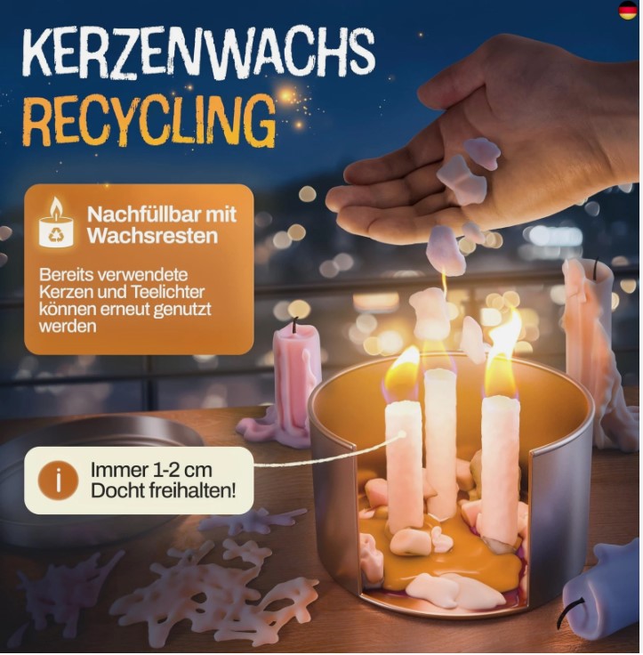 AUTDOOR Outdoor Kerze mit Dauerdocht und nachhaltigem Sojawachs - Dauerkerze