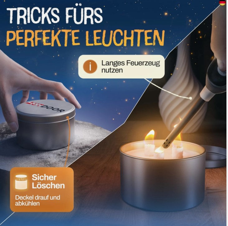AUTDOOR Outdoor Kerze mit Dauerdocht und nachhaltigem Sojawachs - Dauerkerze