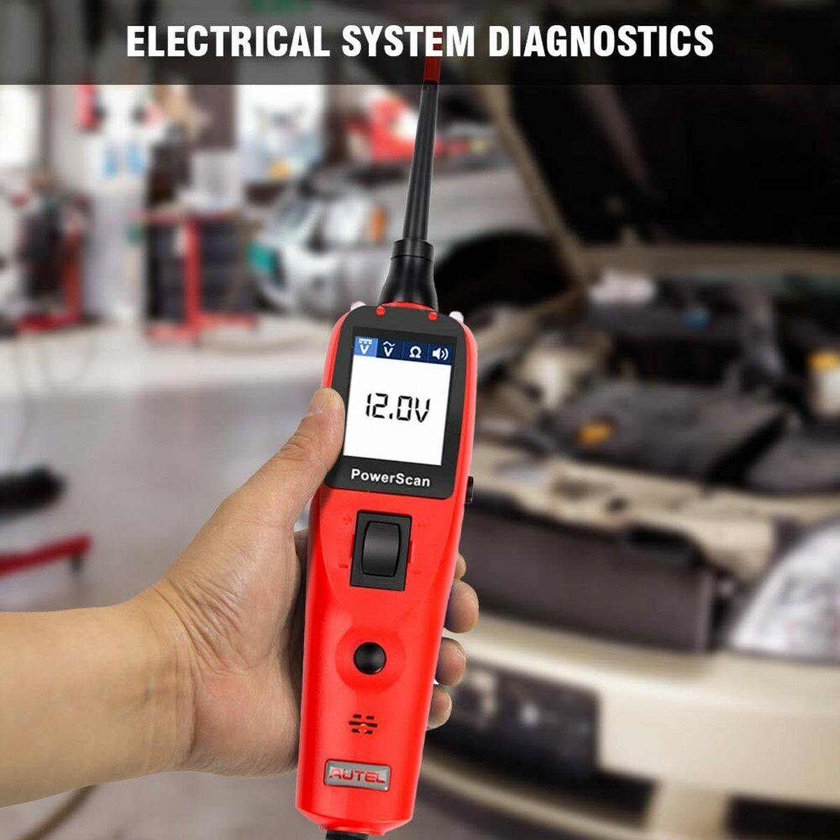 Autel Powerscan PS100 Electrical System Tester PS 100 Stromkreistester mit 20 Fuß Kabel, eingebautem Leistungsschalter, problemloser AC/DC-Stromfluss