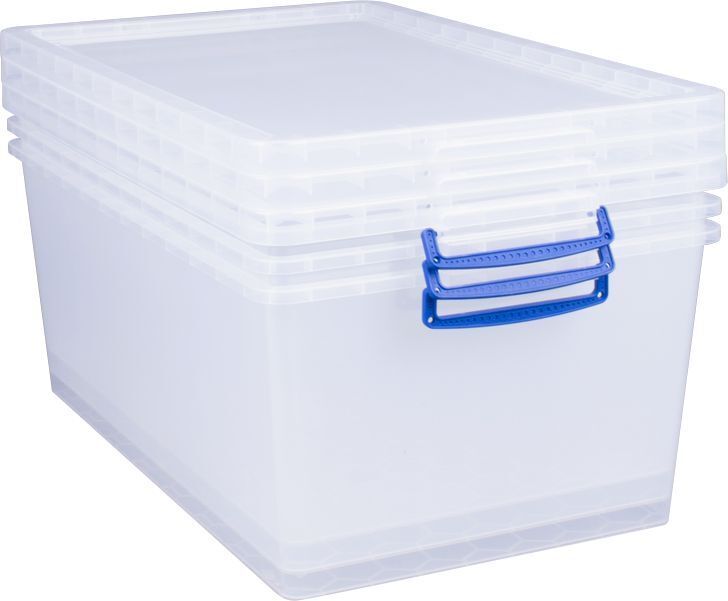 3 X Aufbewahrungsboxen mit Deckel 62L Kapazität Transparent 3 Stück
