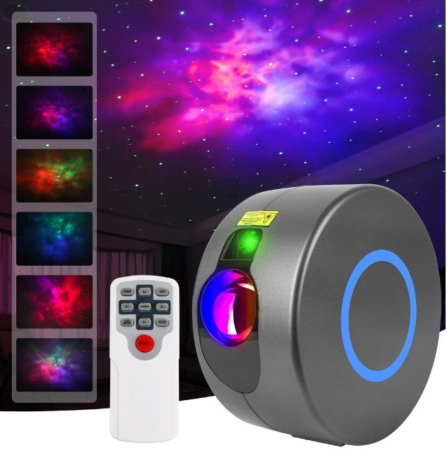 Projecteur d'aurores boréales – Projecteur de poupe – Projecteur de galaxie – 10 modes d'éclairage différents – Gris – Cadeau de Saint-Nicolas et de Noël