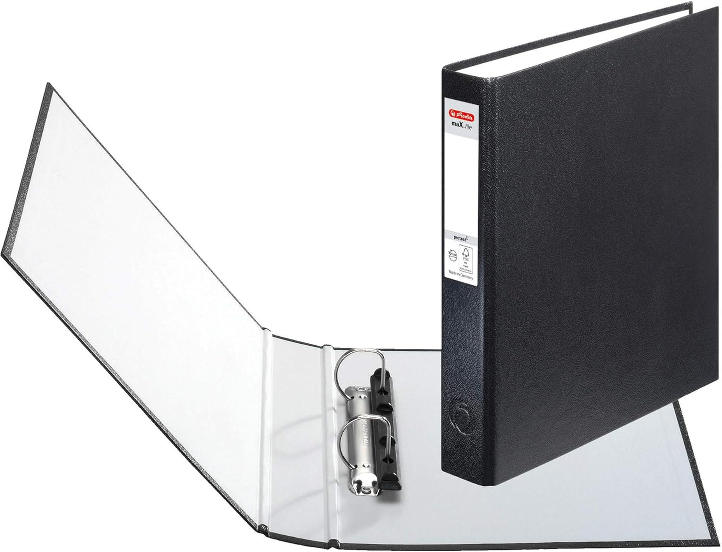 24 x Herlitz Ringbuch maX.file pRotect A5, 2-Ring-Kombi-Mechanik, 25 mm volle Höhe, schwarz 24 Stück