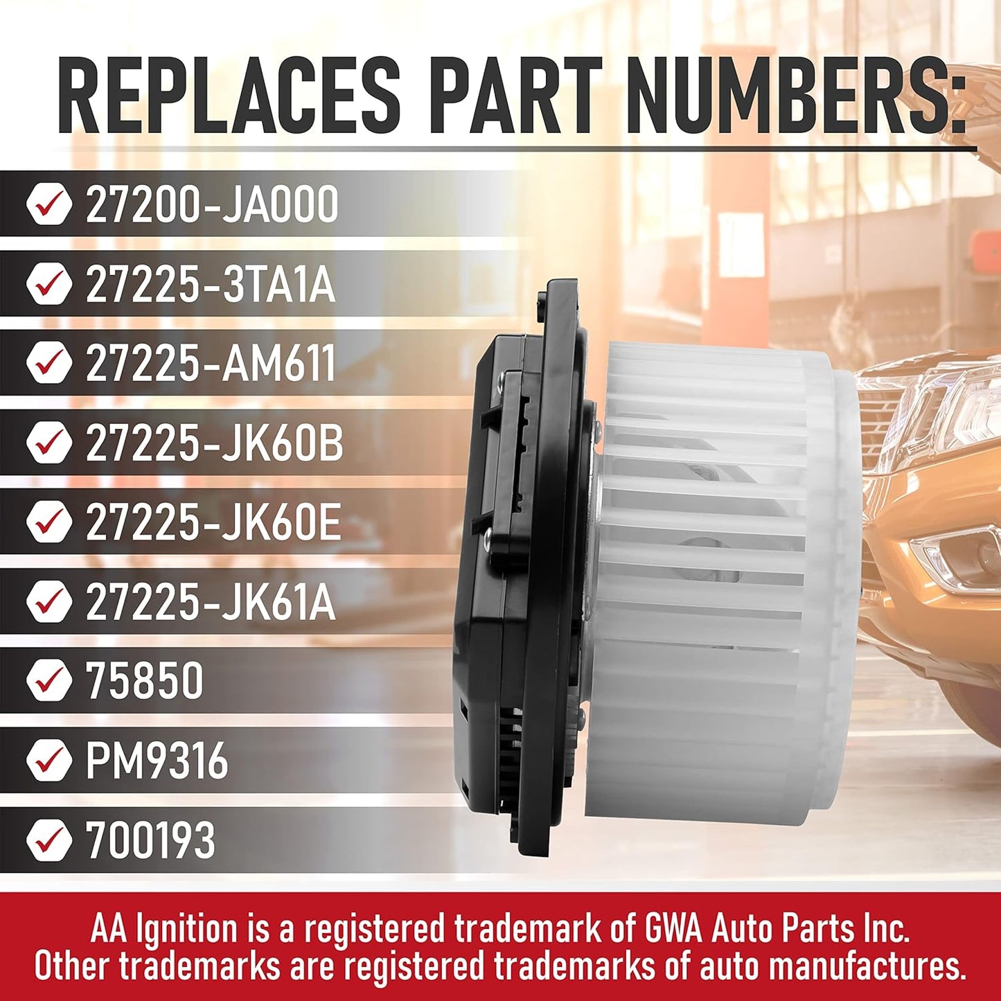 Ersatz-Gebläsemotor – Kompatibel mit Nissan- und Infiniti-Fahrzeugen – Altima, Maxima, 350Z, Murano,